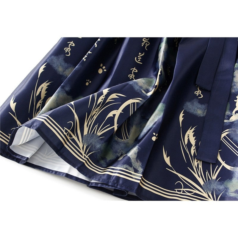 Vintage Chinese-Inspired Horse Face Waist Tied Skirt