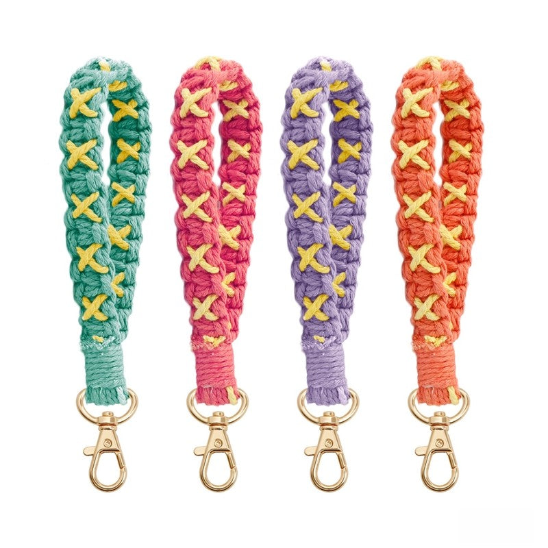 Handwoven Colorful Wristband Keychain for Stress Relief