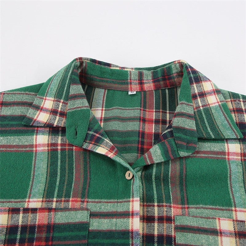 Casual Loose-Fit Plaid Long Sleeve Shirt