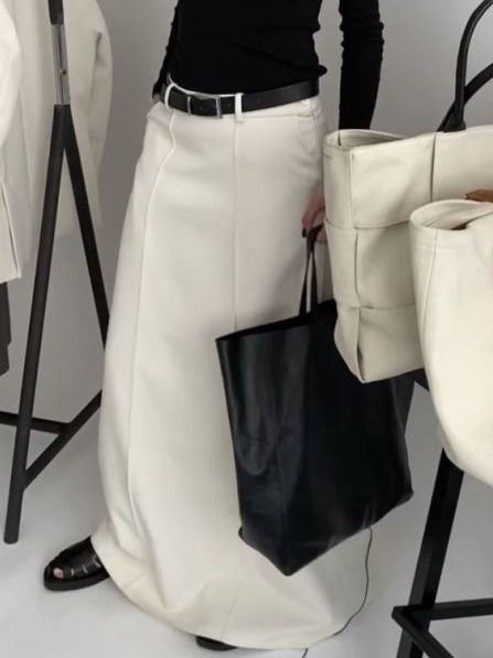 Chic Solid Color H-Line Skirt