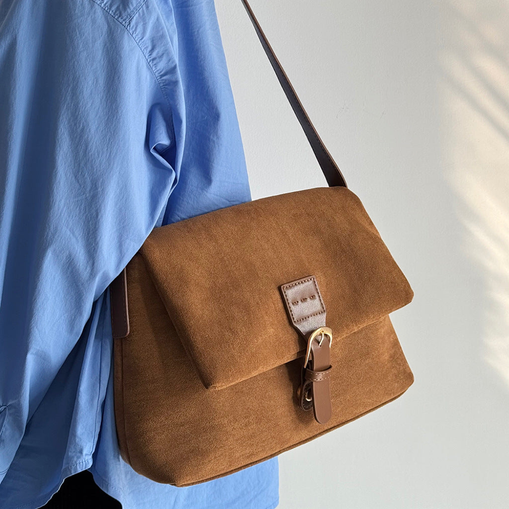 Women's Retro Matte Shoulder Bag – Minimalist PU Leather Crossbody Handbag
