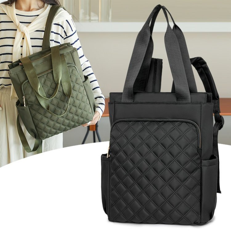 Diamond-Pattern Embroidered Backpack for Women | Dual-Handle Oxford Cloth Backpack | Sarah Express
