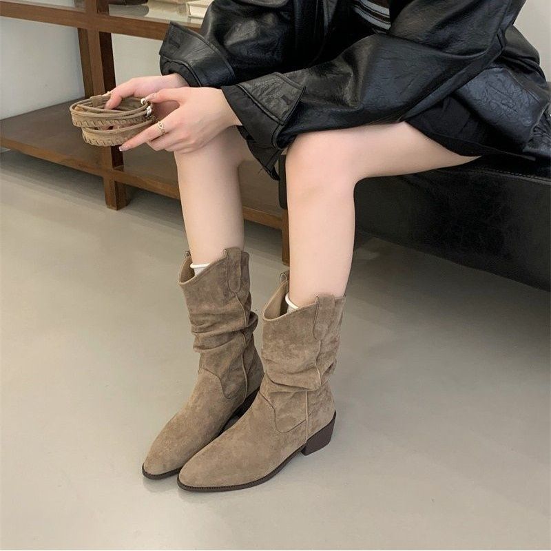Women's British-Style Chunky-Heel Ankle Boots - Waterproof Casual Flat Boots