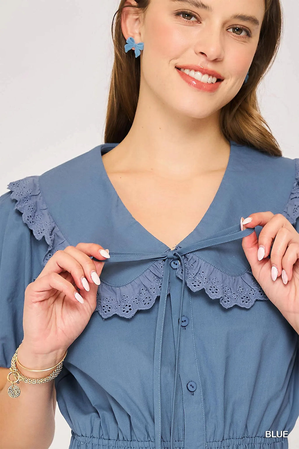 Collared Short Sleeve Button Down Romper
