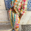 Vintage Print Long Sleeve V-Neck Top and Pants Set