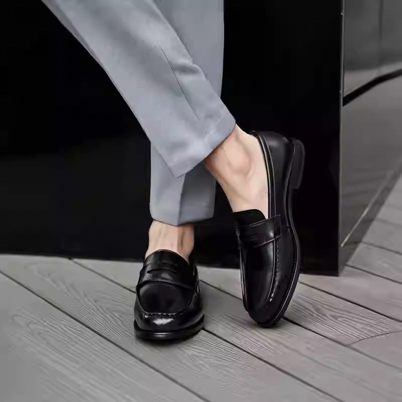 Men's British-Style Square Toe Loafers | Full-Grain Cowhide Slip-On Boat Shoes