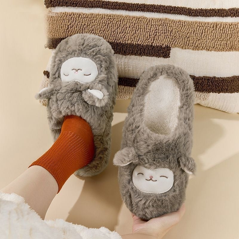 Fuzzy Indoor Slippers for Couples – Non-Slip TPR Sole, Faux Fur Lining, Coral Fleece Upper | Unisex House Shoes