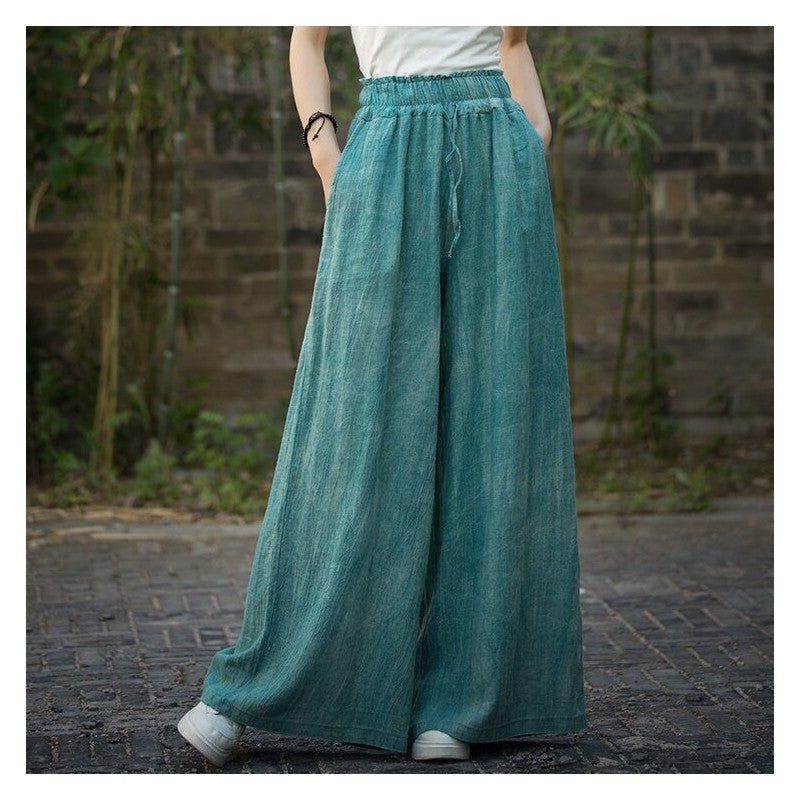 Tie-Dye High Waist Wide Leg Pants With Elastic Waistband
