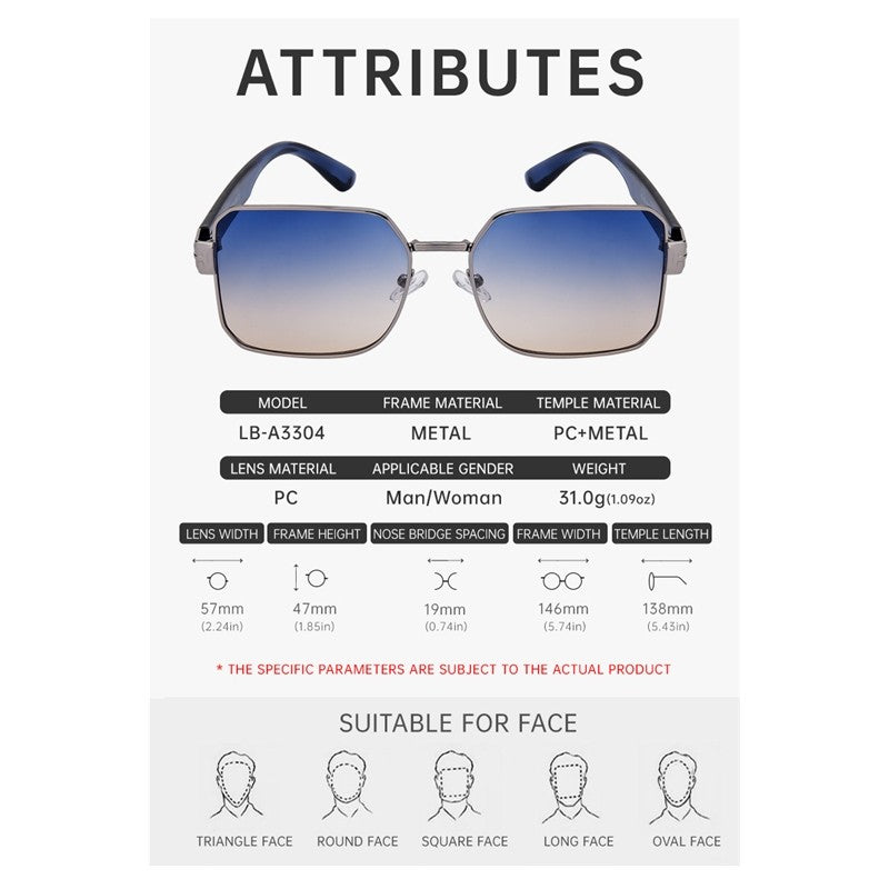 Fashion Square Full Frame UV400 Sun Protection Outdoor Driving Sunglasses