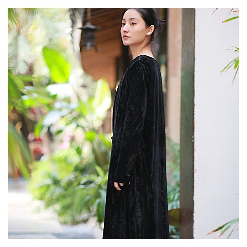 Single-Breasted Velvet Cardigan with Printed Pattern