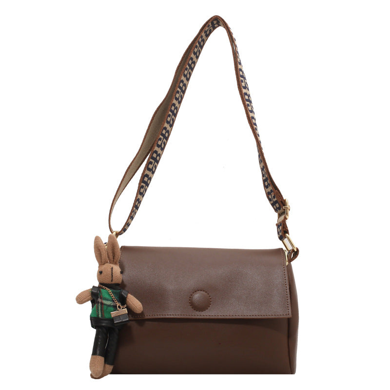 Retro Wide-Strap Mini Square Crossbody Bag – Urban Minimalist PU Leather Shoulder Bag