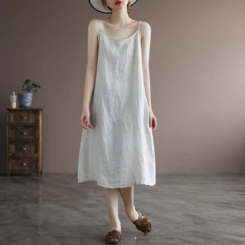 Halter Neck Sleeveless Loose Fit Midi Skirt