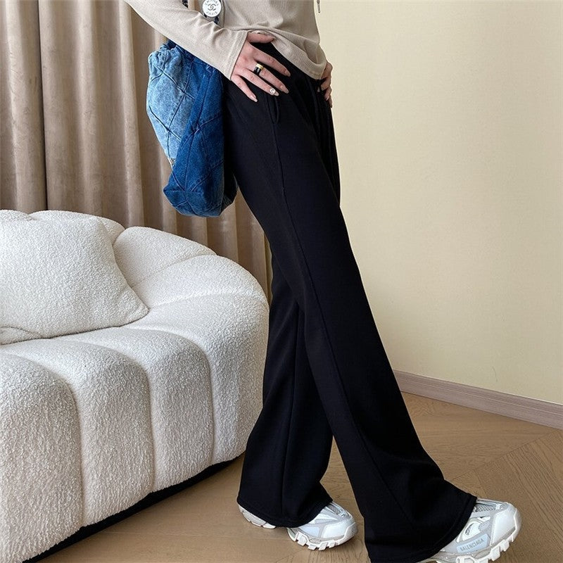 High-Waisted Flared Pants with Velvet-Lined Interior
