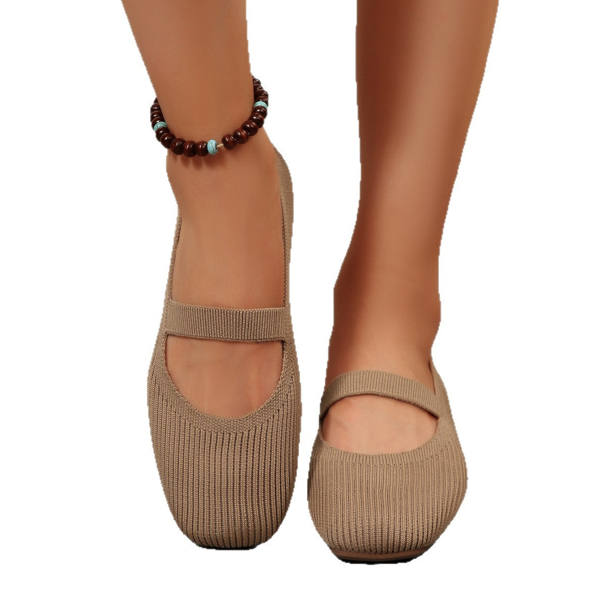 Women's Breathable Knit Mesh Flats | Square Toe Slip-On Shoes