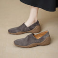 Women's Square Toe Hollowed-out Inner Wedge Heel Shoes | Sheepskin Slip-On Retro Comfort Flats | Sarah Express