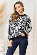Heimsih Full Size Zebra Print Sweater