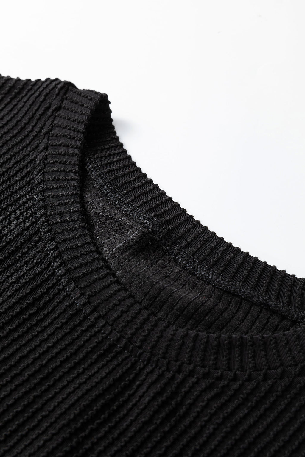 Black MERRY Corded Long Sleeve Top and Pockets Pants Set
