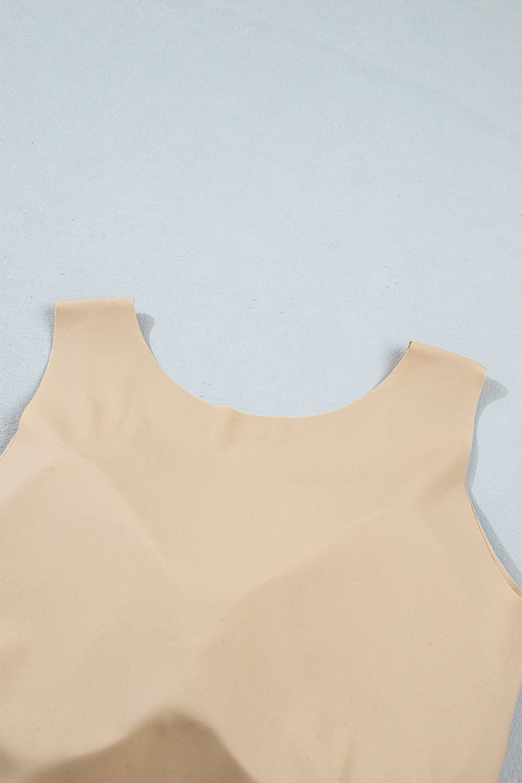 Oatmeal Solid Color Wide Strap Splicing Athleisure Tank Top
