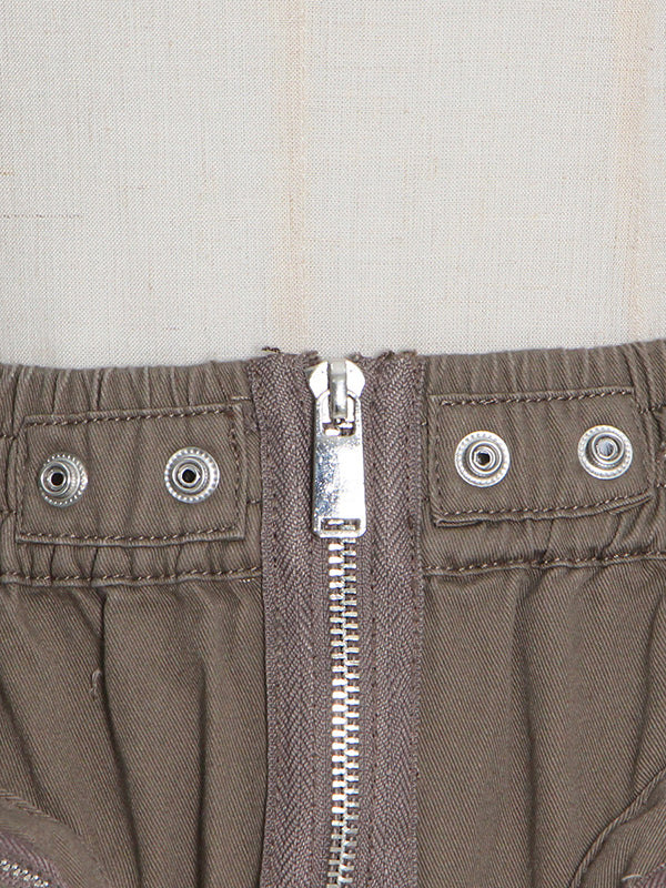 Original Creation High Waisted Loose Split-Joint With Big Pockets Zipper Skirts Bottoms