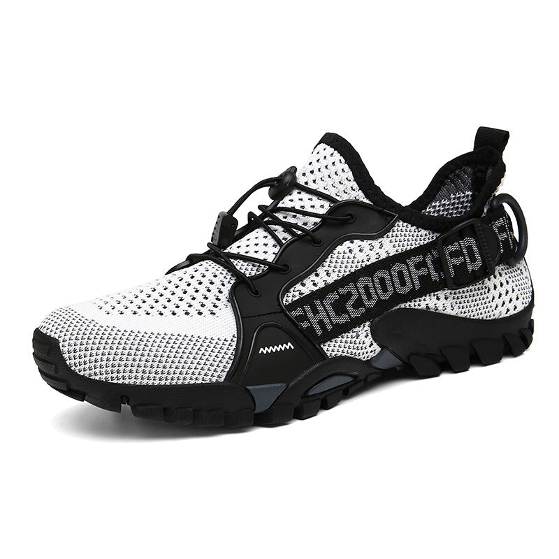 Men's Flyknit Hiking Shoes – Lightweight Non-Slip Outdoor Sneakers with Elastic Closure
