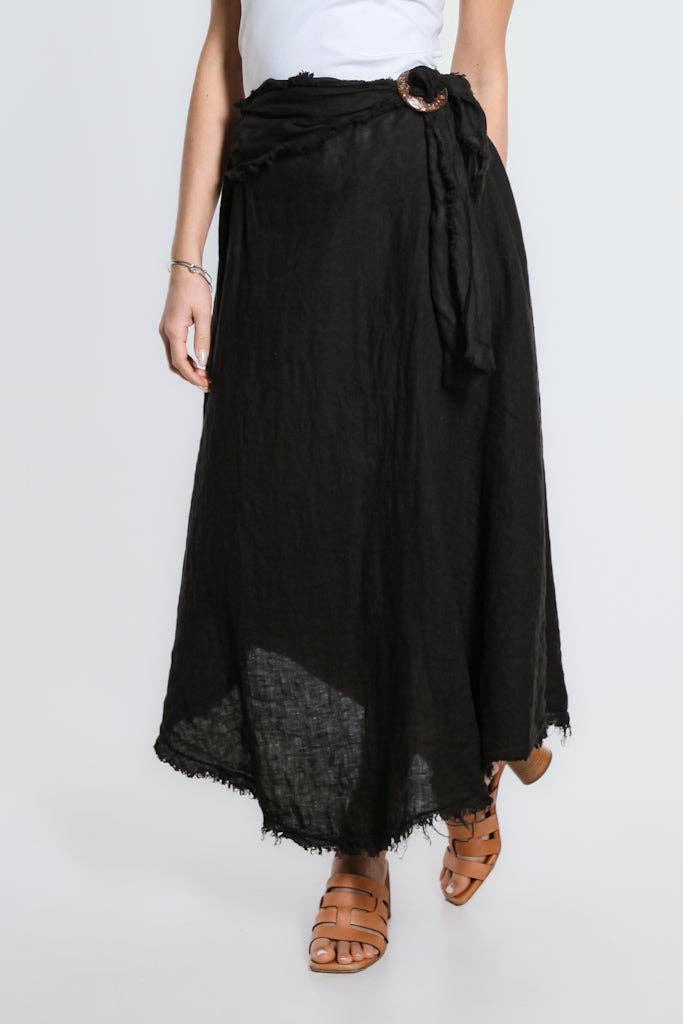 Tina Stephens Maureen Diagonal High Low Linen Skirt SS104