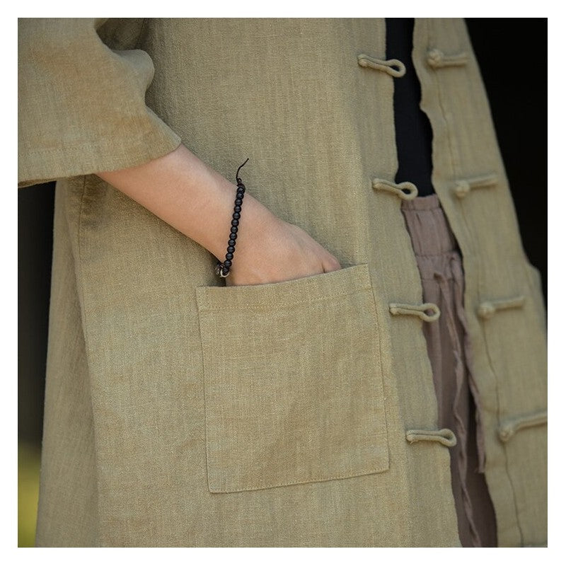 Shirt With Chinese-Style Stand Collar And Frog Button