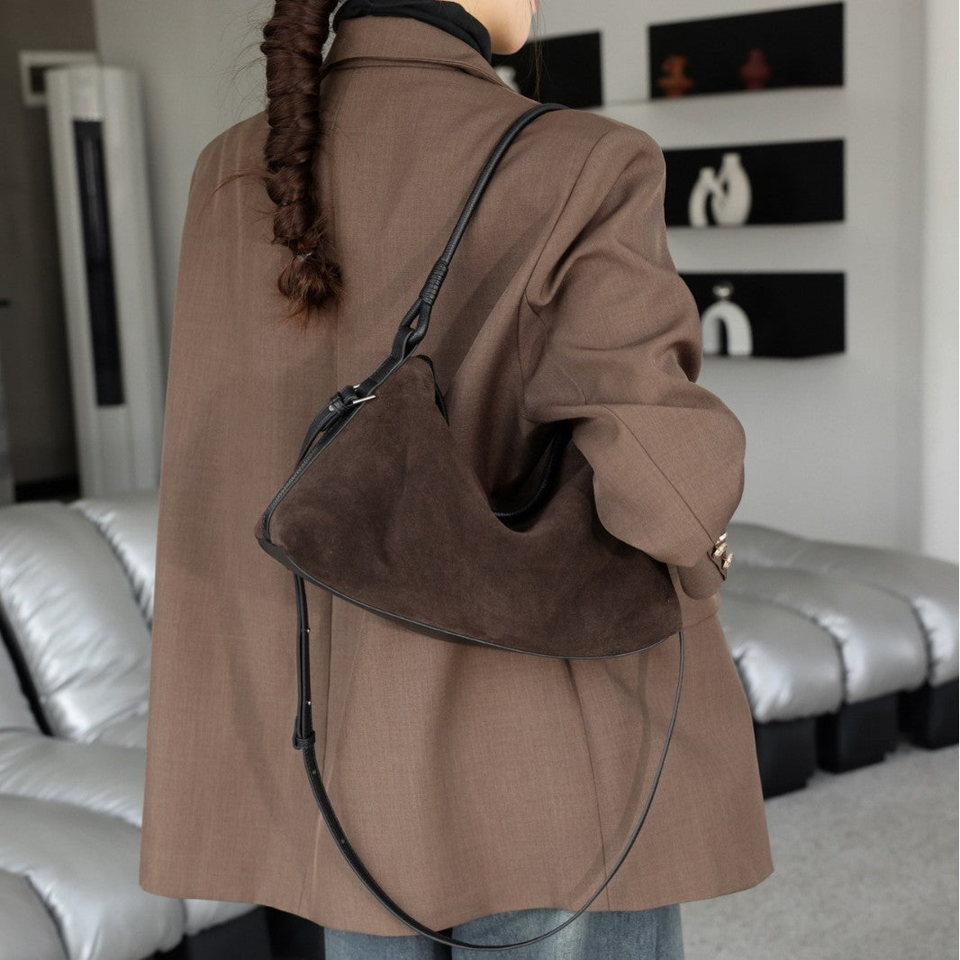 Genuine Leather Crossbody Bag for Women - Premium Suede & Cowhide Shoulder Bag