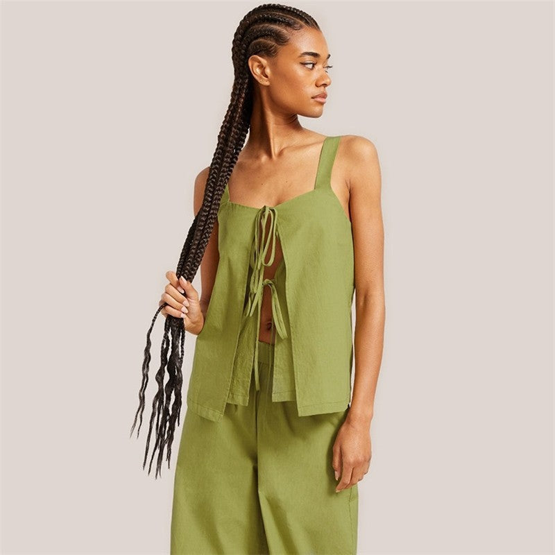 Cotton Camisole and Trousers Pajama Set for Women