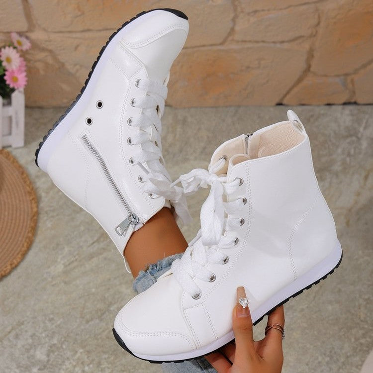 Women's Side-Zip Flat Ankle Boots - Casual Round Toe Winter Boots
