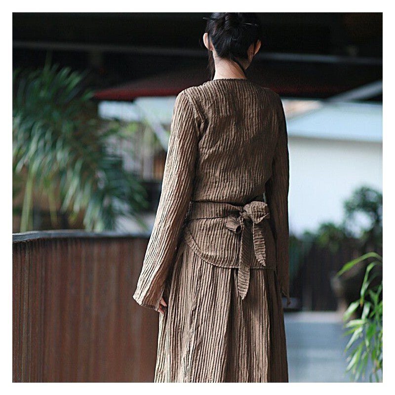 Solid Color Double-Layer Strap Shirt and Skirt Ensemble