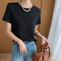 Elegant Off-Shoulder Solid Color T-Shirt