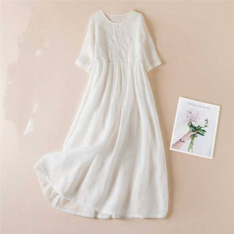 Ramie Delight Embroidered Dress