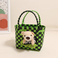 Colorful Checkered Handmade Basket Handbag