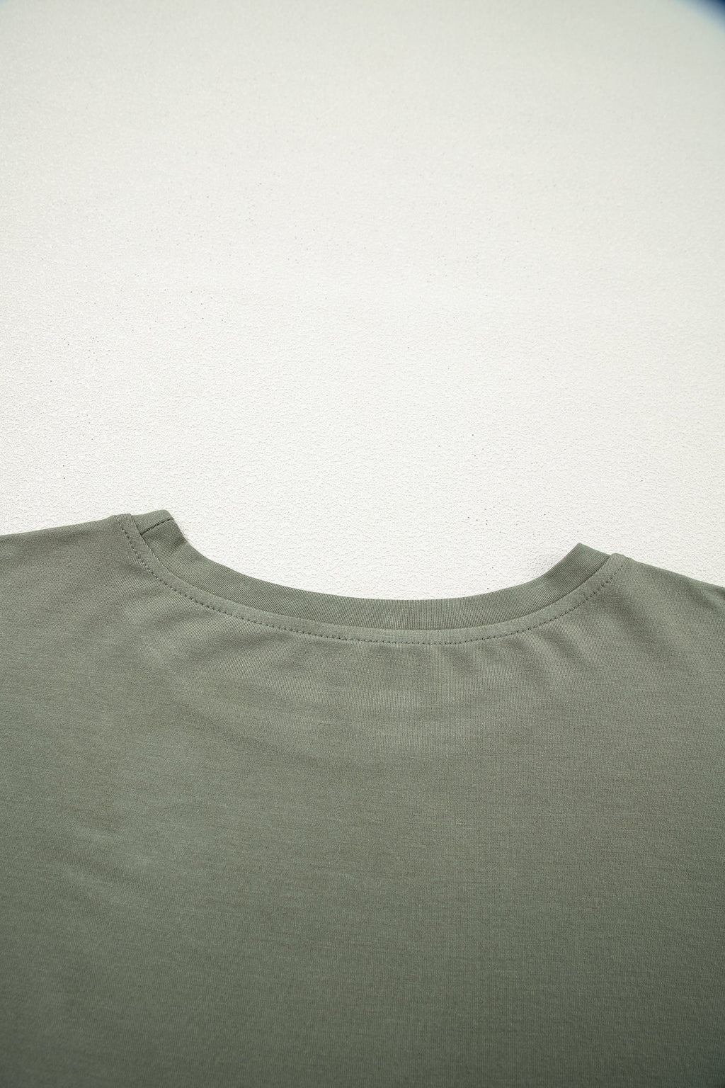 Laurel Green Solid Color Oversize Tee Tie Wrap Mini Skort 2pcs Set