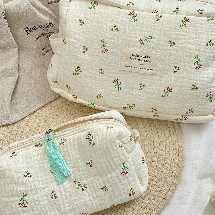 Floral Makeup Bag Large Capacity Cosmetic Organizer Travel Pouch