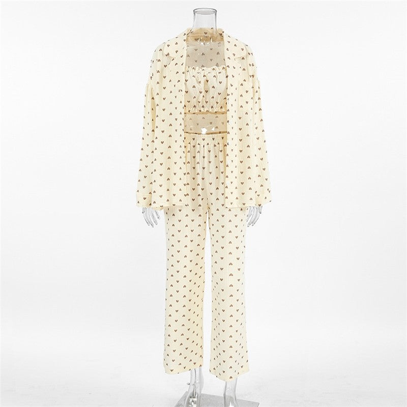 Printed Long Sleeve Bustier and Pants Set for Women