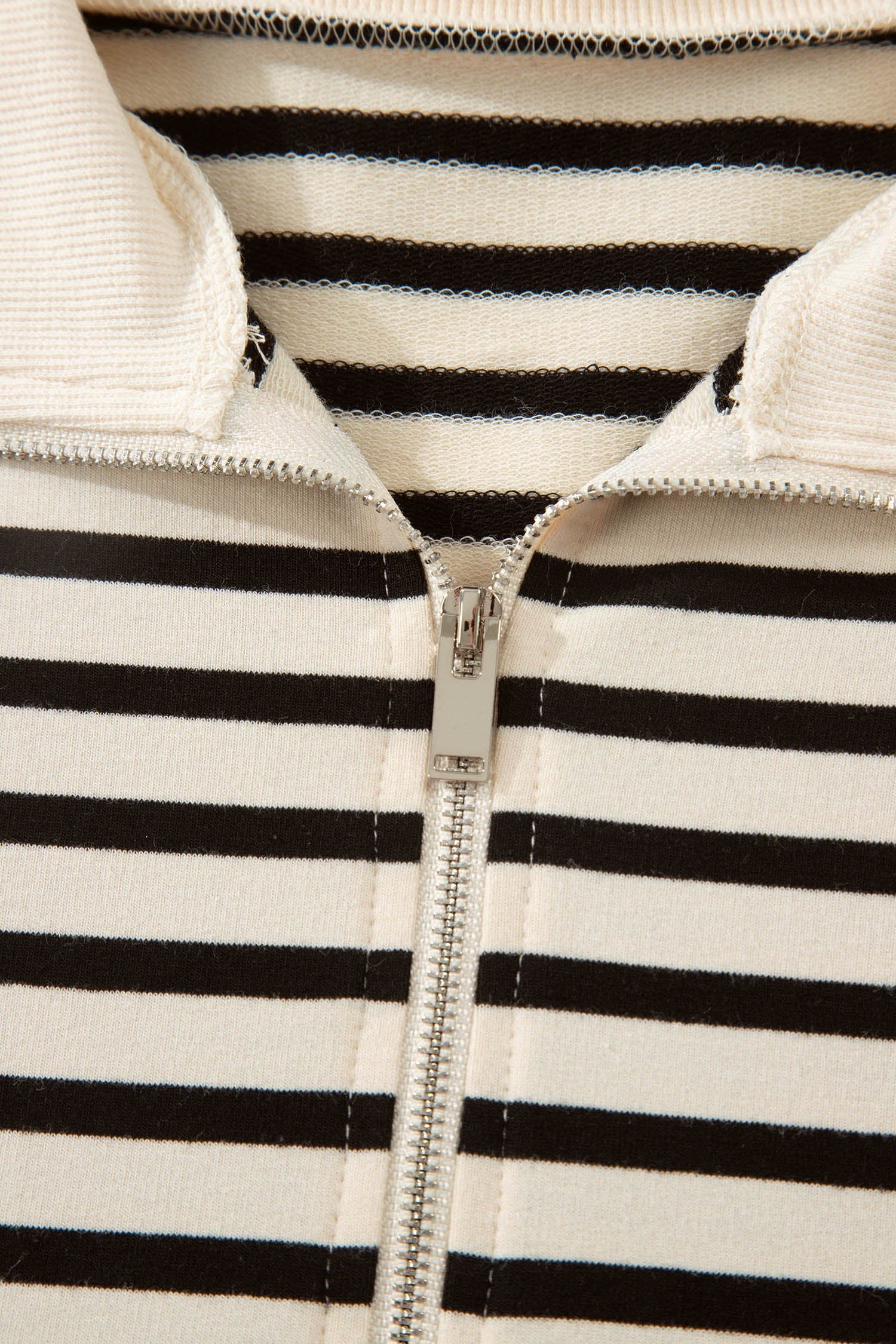 Black Stripe Ribbed Color Block Trim Zip Polo Tee Drawstring Shorts 2pcs Outfit