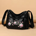 Embroidered Soft PU Leather Shoulder Bag