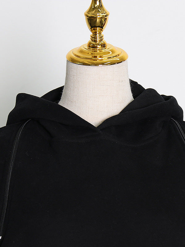 Casual Loose Solid Color Hoodies Top