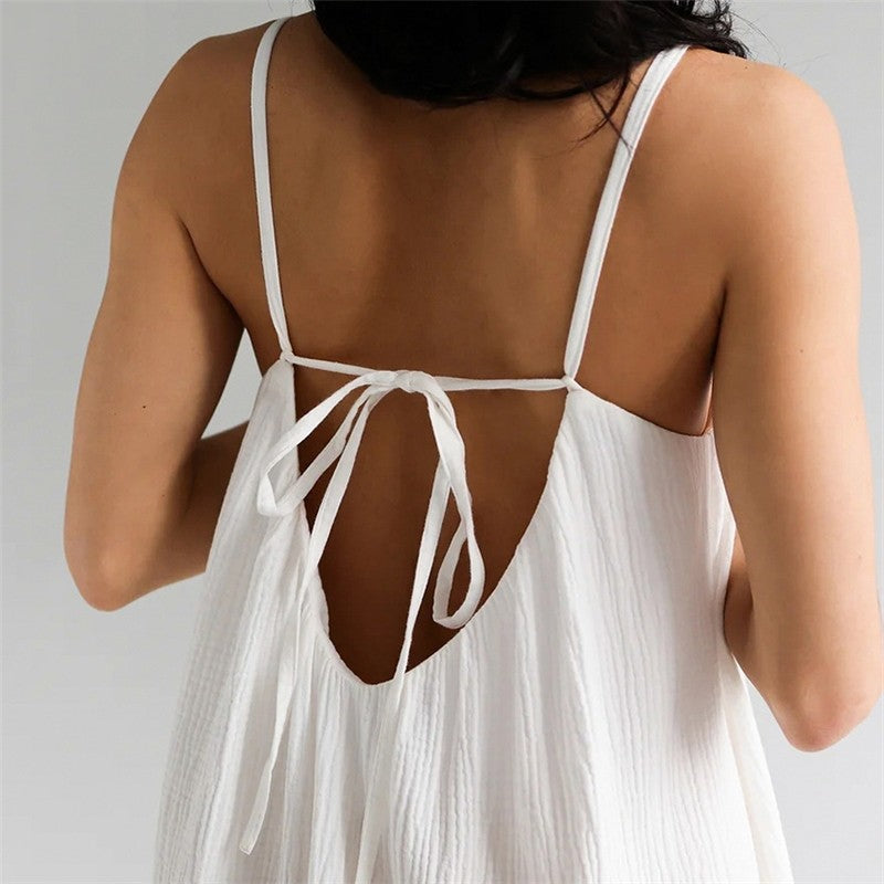 Elegant Backless Nightgown with Loose Fit and Spaghetti Straps