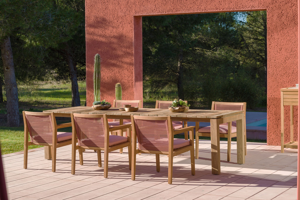 Agate Teak and Rope Armchair Terracotta