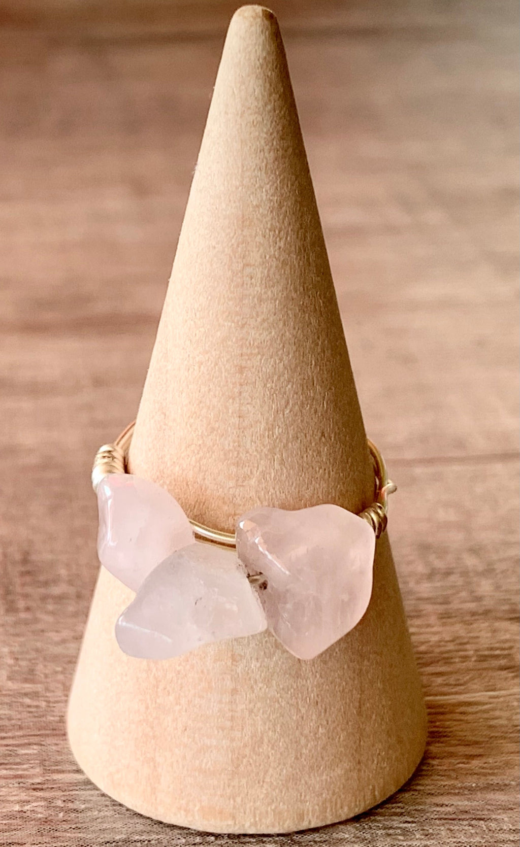 Ahava Handmade Wire Wrapped Rose Quartz Ring Size 6