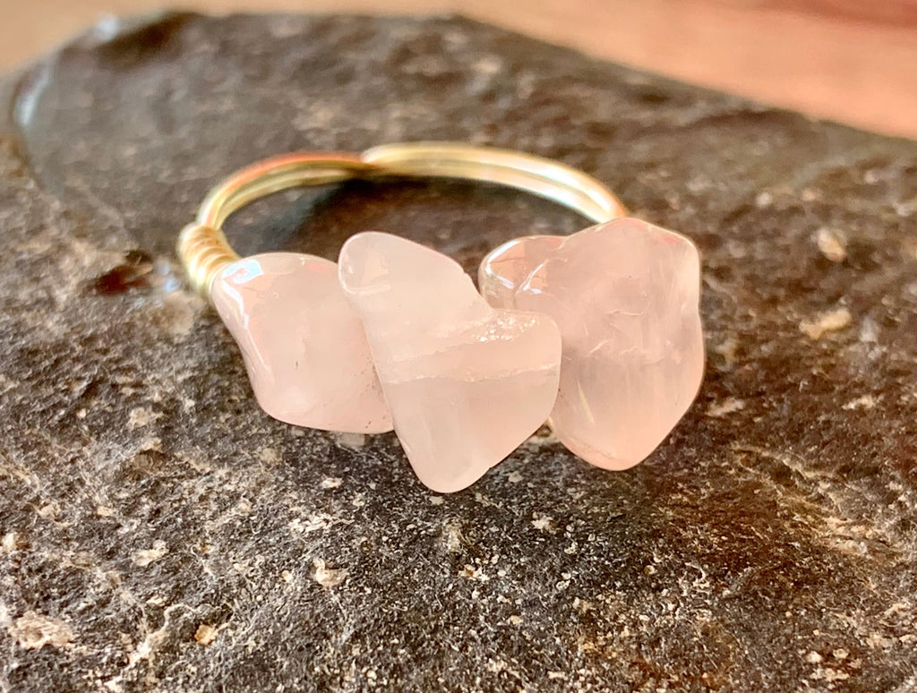 Ahava Handmade Wire Wrapped Rose Quartz Ring Size 6