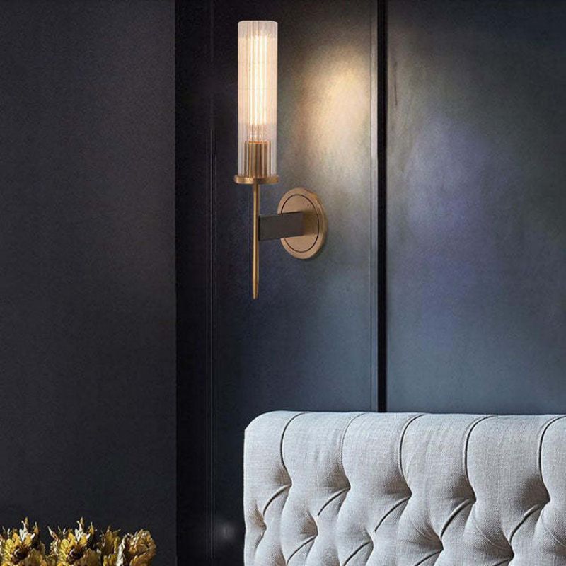 Solid Brass Wall Sconce with Glass Shade E26 15.7" Lamp