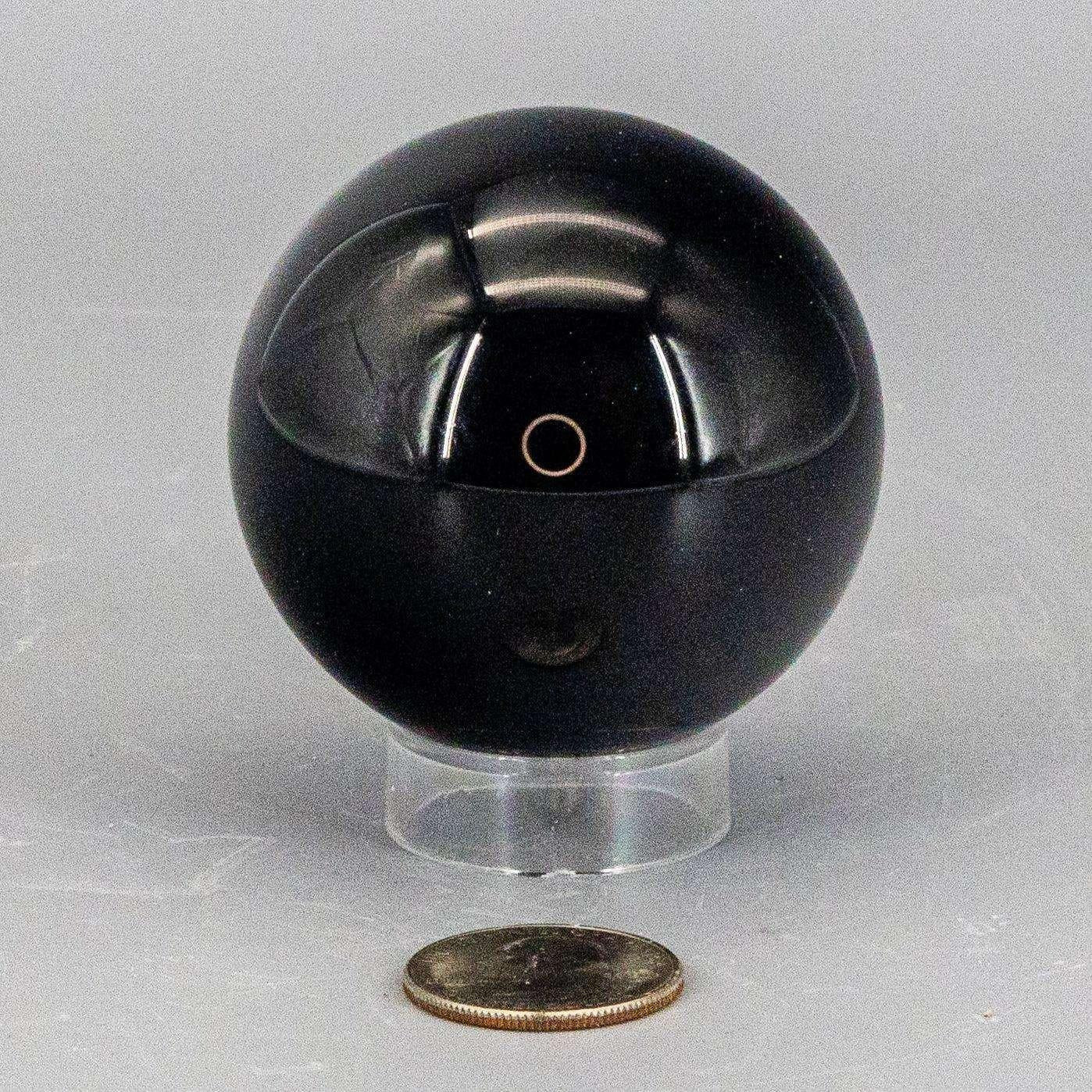 Black Obsidian Crystal Sphere Polished Volcanic Glass