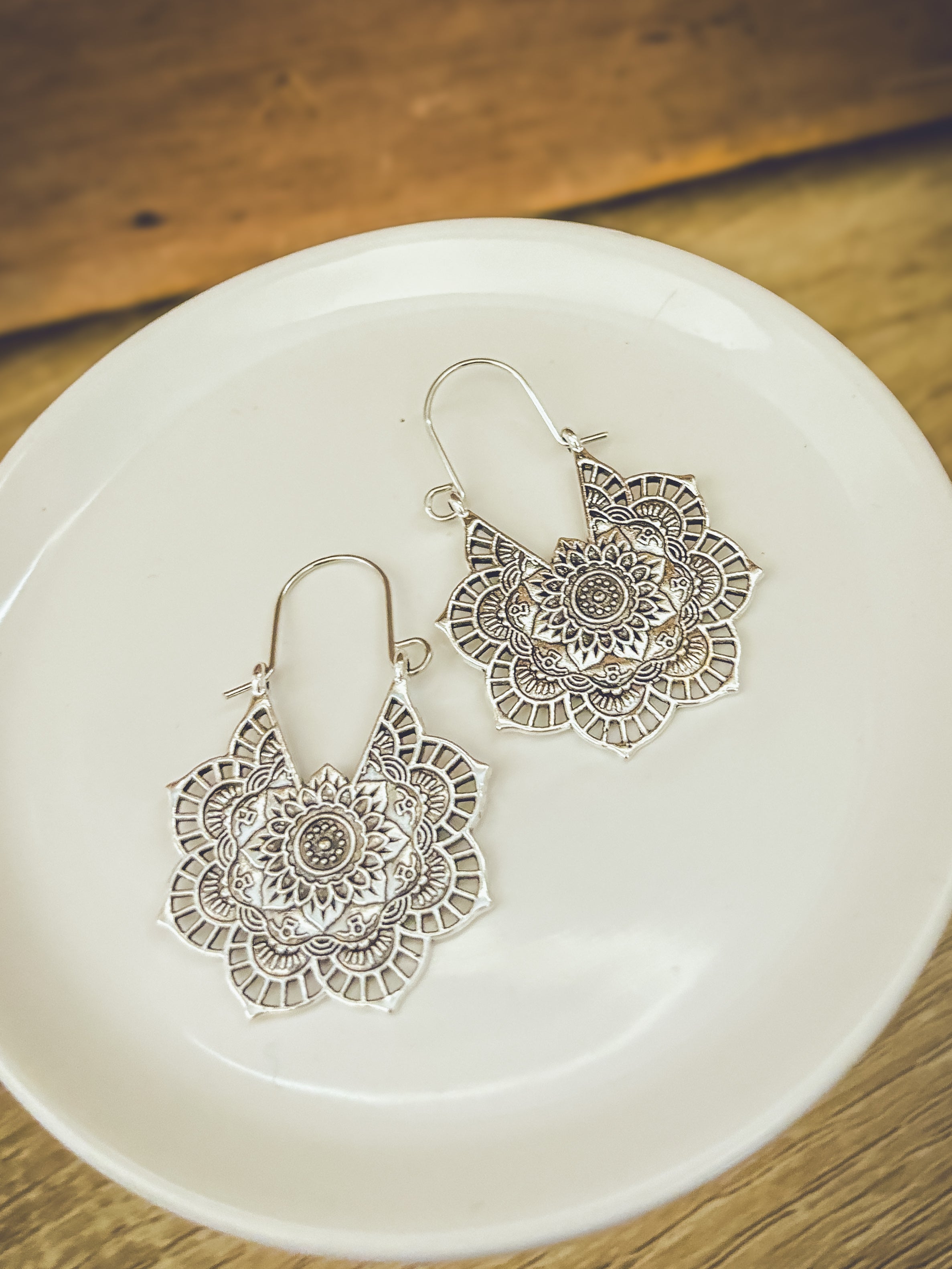 Beautiful Gold or Silver Mandala Earrings