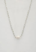 Pearl Bead Oval Link Necklace