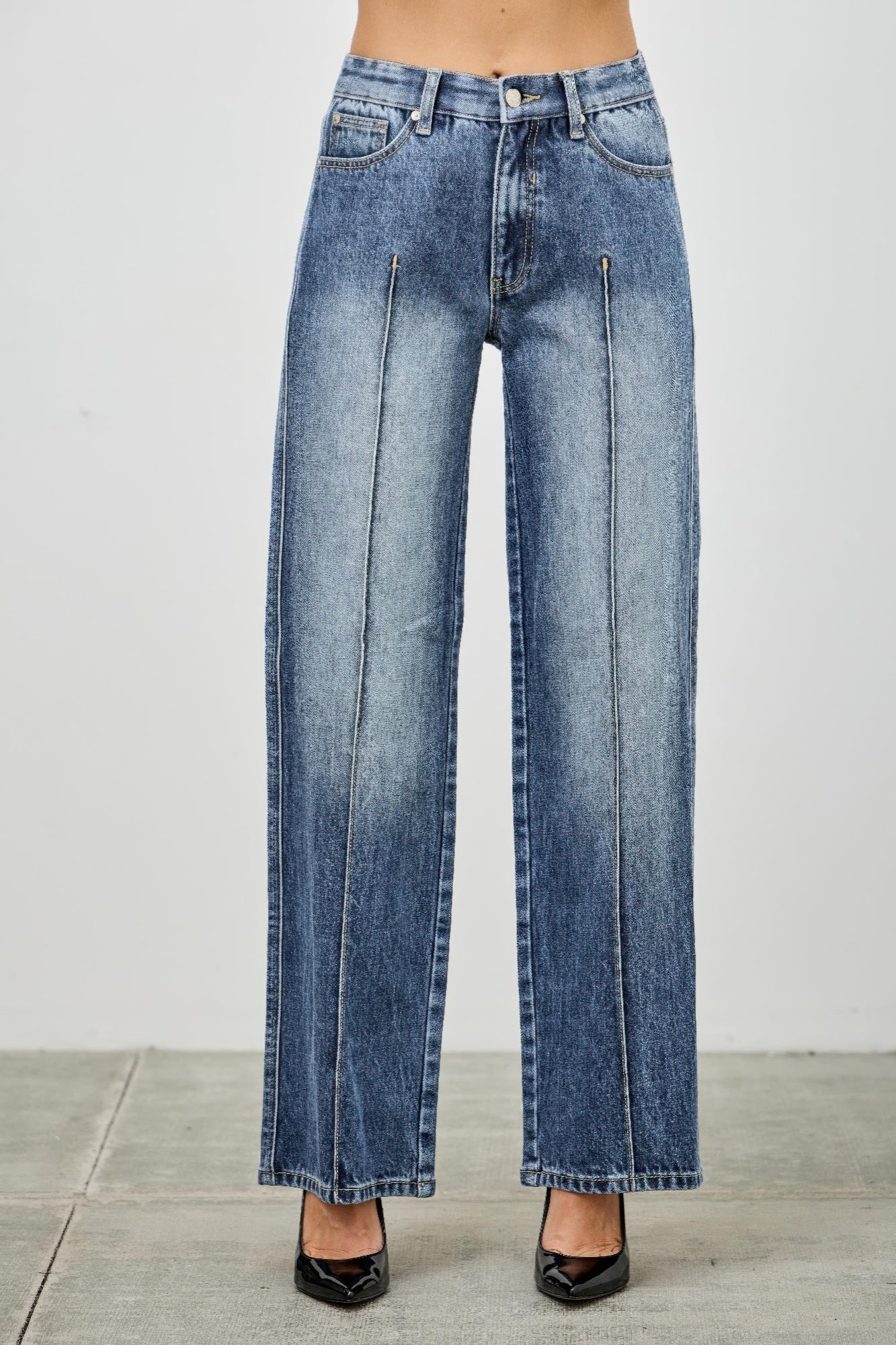 Mid Rise Straight With Pintuck