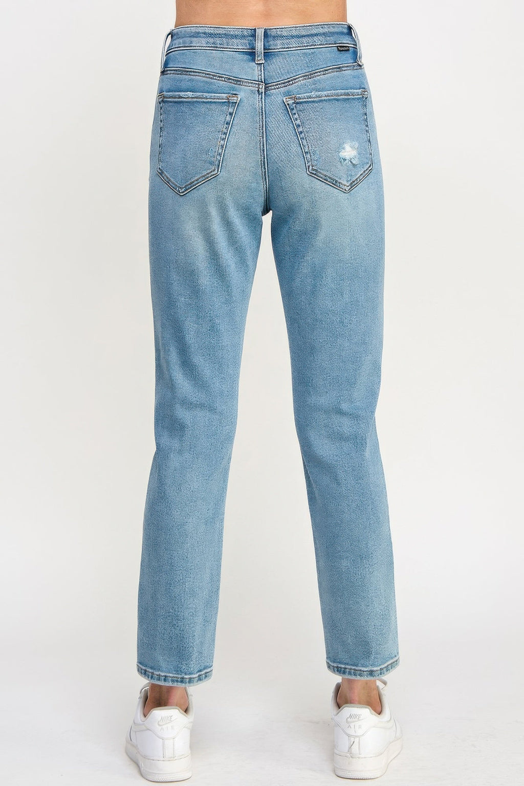High Rise Distressed Relaxed Straight