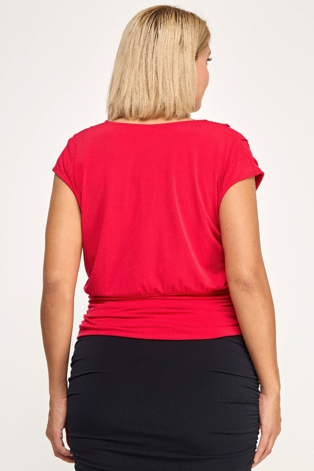 Plus Size Draped Cowl Neck Cap-sleeve Blouse